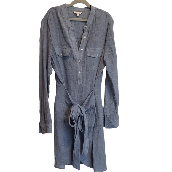 Lucky Brand Chambray Tie Waist Dress XS - Picture 2 of 9